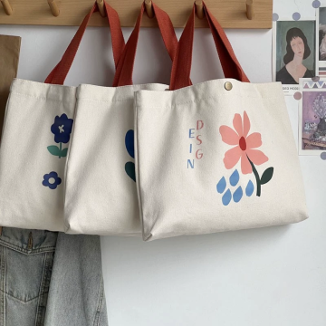 Hand Painted Illustration Shoulder Tote Bag