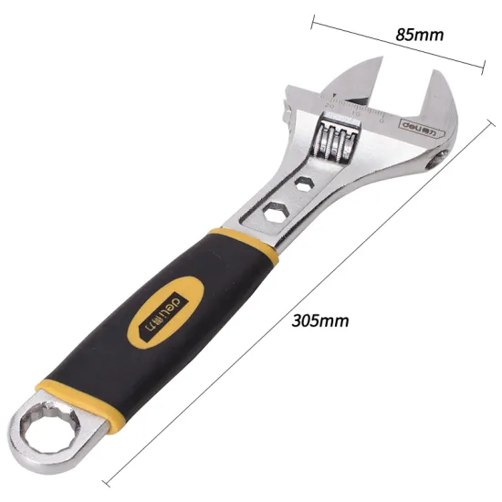 Deli DL30112 tools aluminium alloy 12 inch installation universal adjustable soft grip wrench spanner