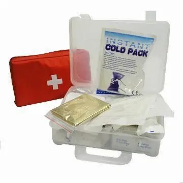 First Aid Kit Including Scissors, Alcohol Pads, Gauze Bandages and More