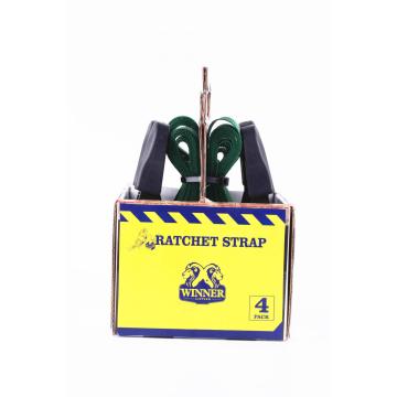 25mm Packaged Ratchet Buckle Lashing Strap with 4Pcs