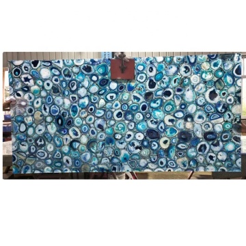 Large Backlit Blue Agate Wall Panel for Architectural Interior Design
