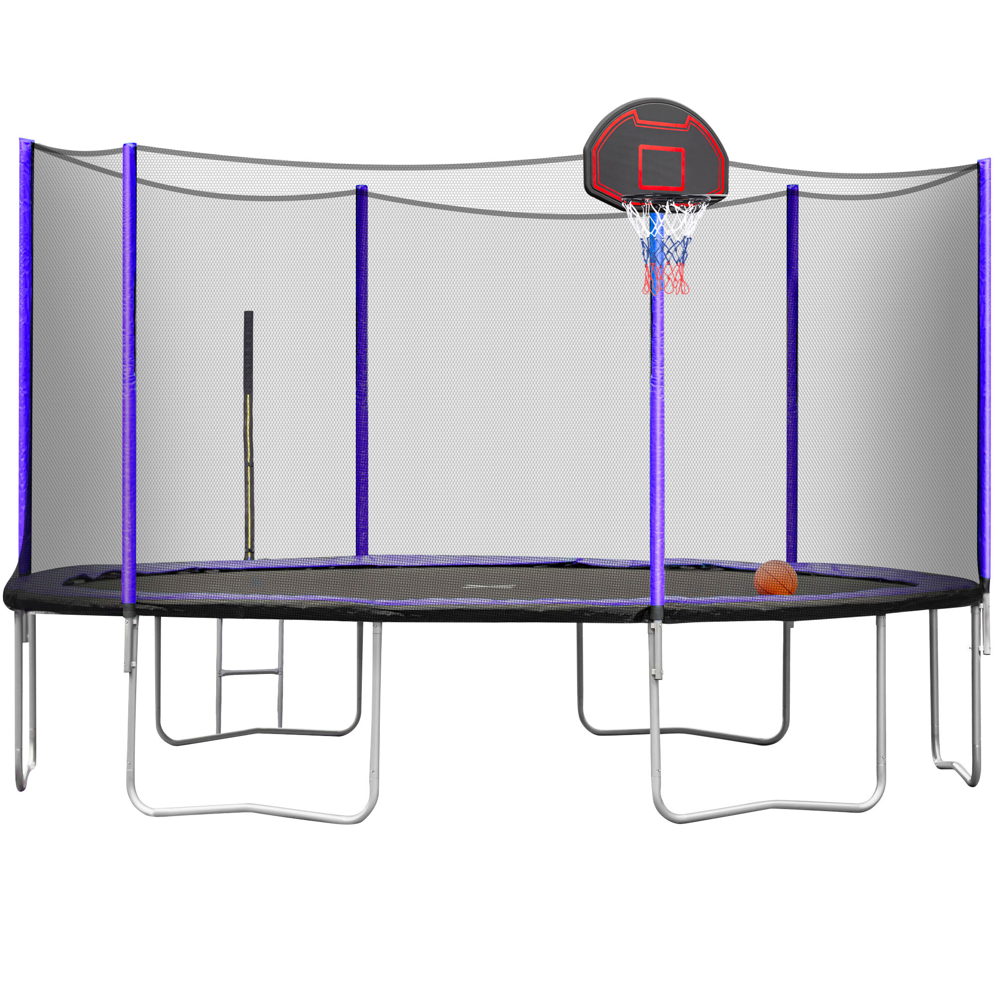 Actualizado 8 pies 10 pies 12 pies 15 pies trampolines con neta y escalera de recinto, patio familiar de alta capacidad de alta capacidad aprobado por ASTM