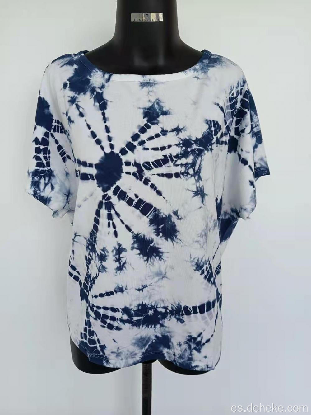 Camisa de tinte de patrón de mujeres para mujeres de verano