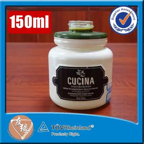 Unique decaled 150ml small round glass bottle for hand soap