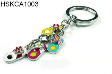 Fashion Metal Enamel Slippers Charms Keychain