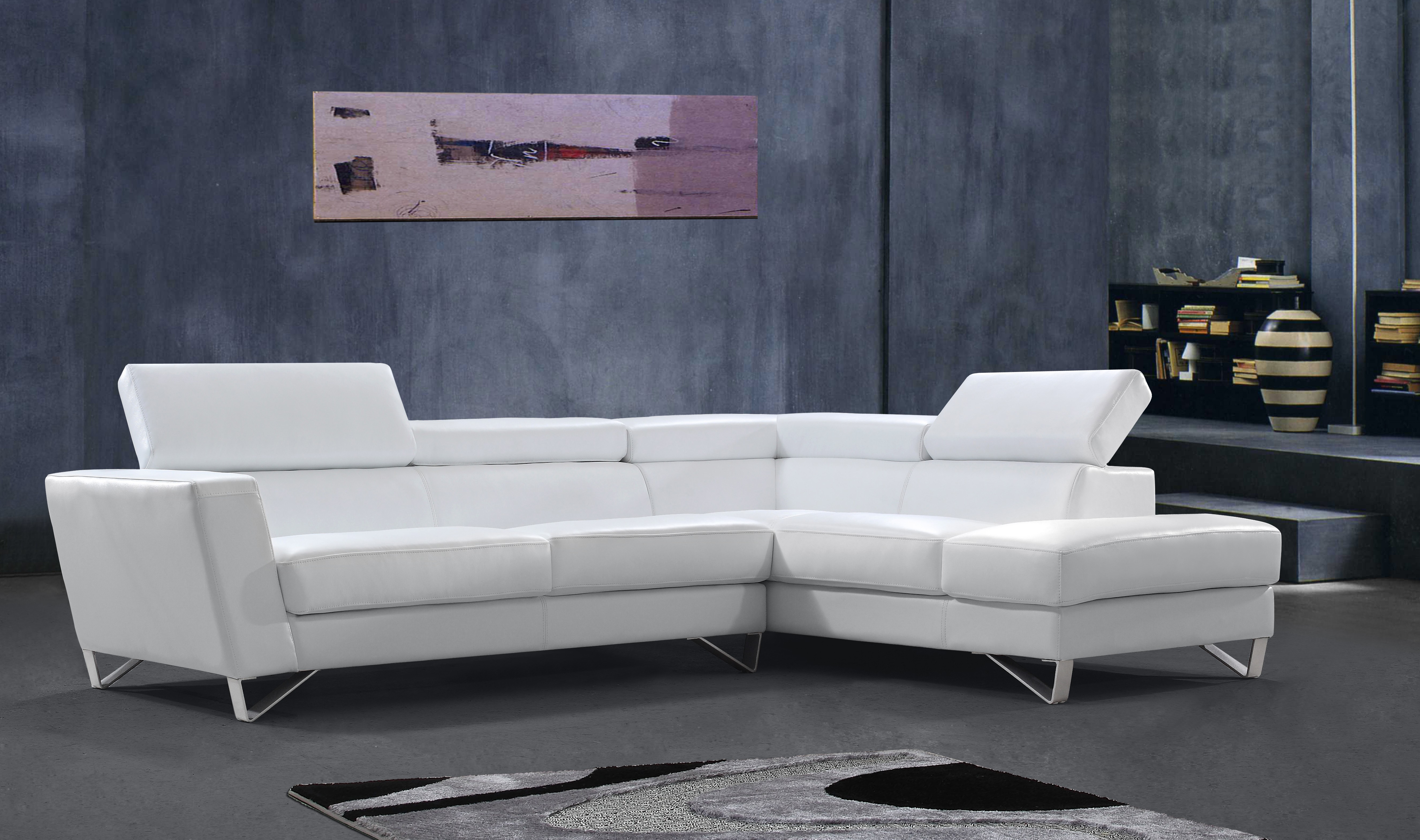 Modern White Leather-made Sectional Sofa