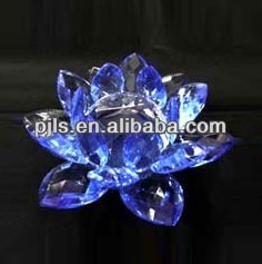 blue color glass lotus crystal lotus for Buddhism gift