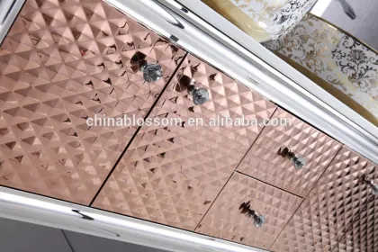 embossed stainless steel Dubai bathroom mirror cabinet wirth side cabinet