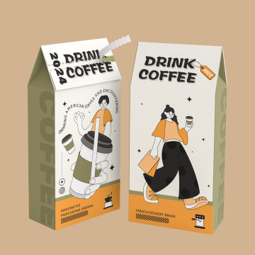 Custom Printed Corrugated Cardboard Coffee Box with Tear Strip and Logo