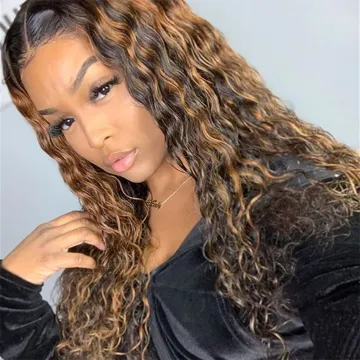 Water Wave Wig Highlight Color Wig human hair wigs Human Hair Toupee