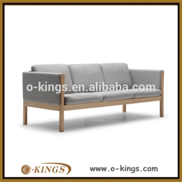 Solid ash wood frame grey fabric cover sofa