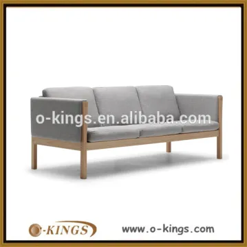 Solid ash wood frame grey fabric cover sofa