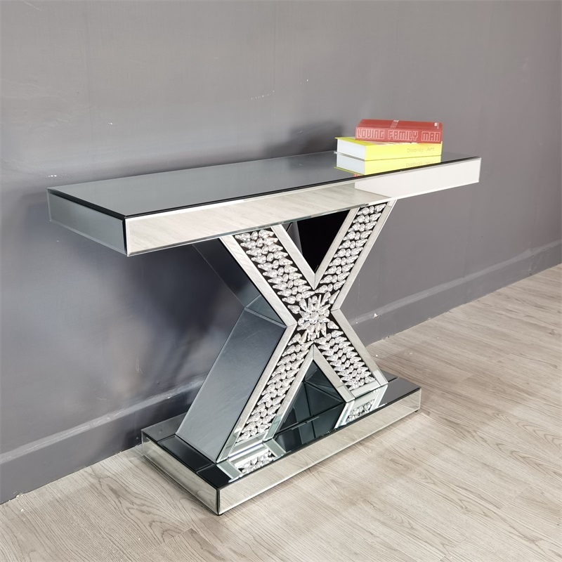 wide mirrored console table