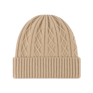 Wool Knitted Hat with Custom Logo Patch - Unisex Cold Weather Hat