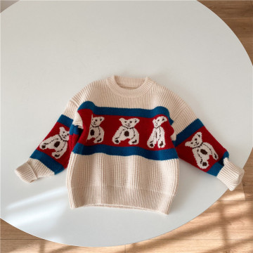 Kartun Boy Sweater Girl Rajutan Sweater Kanak-kanak Kotak