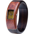 Montre en bois de quartz carré masculin