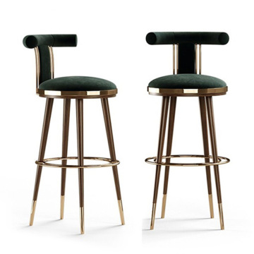 Luxury Gold Stainless Steel High Wood Bar Chair
