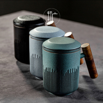 الحد الأدنى من Stoneware Bluestone Glaze Tea Cup مع غطاء