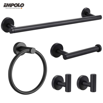 Modern 5 Pc Bath Hardware Set - Luxury Matte Black Bathroom Accessories