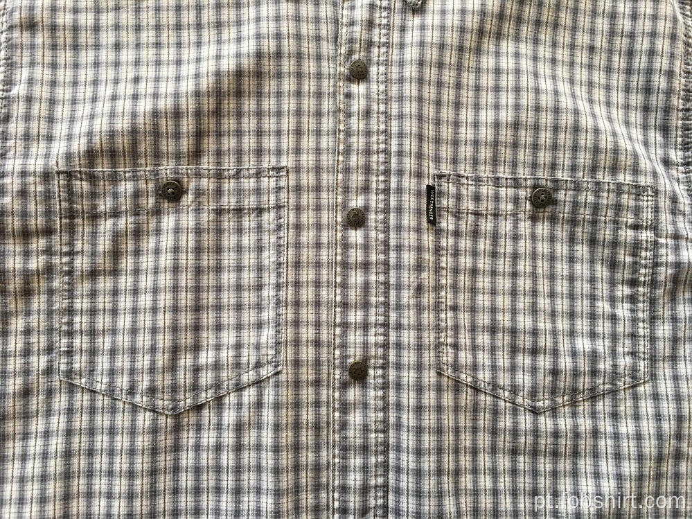 Camisa xadrez de manga comprida 100% algodão