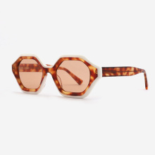 Hexagon and irregular Dimensional acetate Female Sunglasses