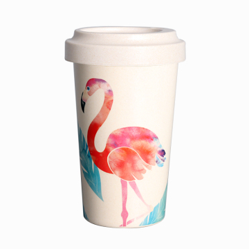 500ml Reusable bamboo fiber coffee cup with lid