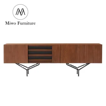 Solid Wood Classic Design Walnut Color TV Cabinet
