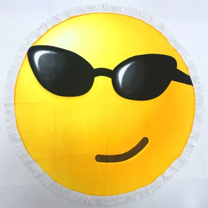 Factory Price Kids Emoji Cotton Beach Towel Fringes