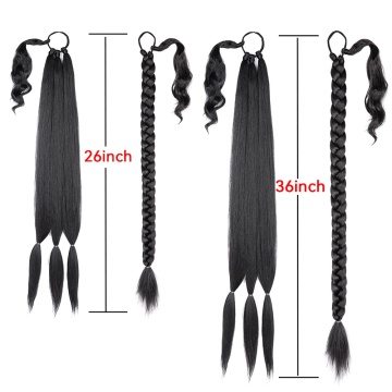 Alileader Provide Sample 36inch 180g Long Rubber Synthetic Ponytail Hair Extension Yaki Braided Hair Wig