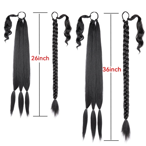 Alileader Recommend 36inch Long Silk Synthetic Braiding Hair Extension Wrap Around Ponytail With Rubber Band