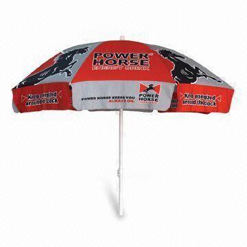 Powder-coated Beach Umbrella, Ideal for Outdoor Use, OEM Orders Welcomed with Steel Shaft Ribs
