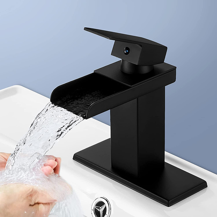 Matte Black Waterfall Bathroom Faucet