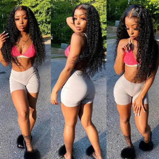 BIS Brazilian Curly Human Hair 4x4 Lace Frontal Wig For Black Women 150 Density Wigs With Transparent Lace Closure Wigs