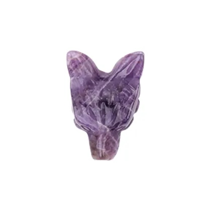 Gemstone Engraved Wolf Pendant Ornament Natural Stone 1.0Inch Wolf Head Handmade Craved Animal Ornament