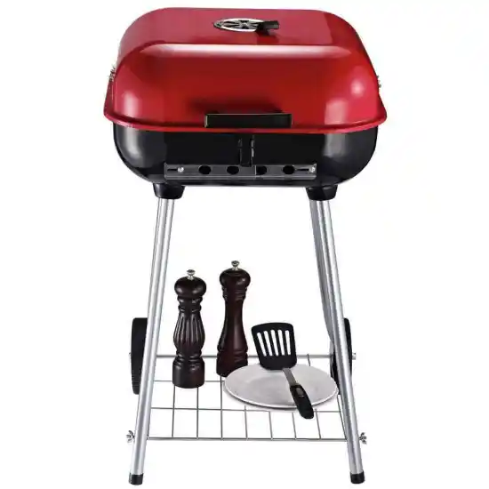 Americana BBQ Grill Hamburger Outdoor Wheeled Portable Foldable Charcoal Barbecue Grill with Lid