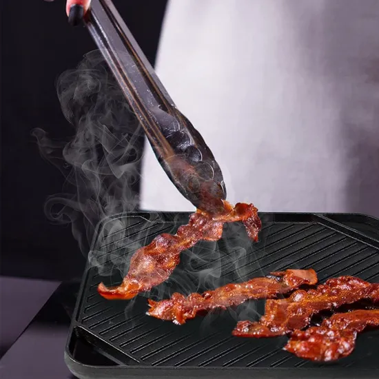 Custom Pre-seasoned Cast Iron Skillet square Grilling Pan Flat Fry Roasting Bbq Griddle pan baking Plate