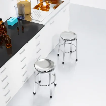 A chair made of stainless steel