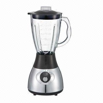 Kitchen Blender with 1.5-liter Glass Jar, Ice Crushing Function, Chrome Plated