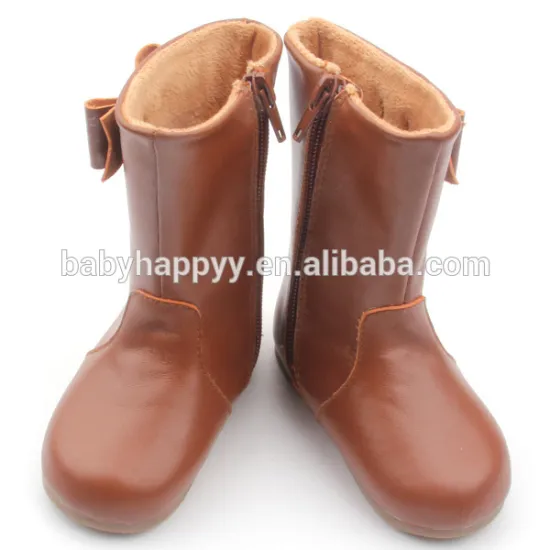 2016 New design winter kids boots hard sole healthy leather kids boots