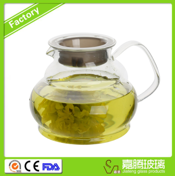 Clear glass pitcher teapot glass water coffee pot with stainless steel strainer lid handmade