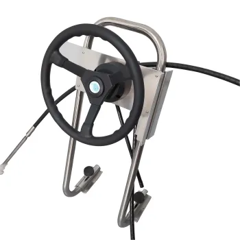 Marine Grade Outboard Steering Console with 12 Feet Cable for Inflatable Boats and Sailboats