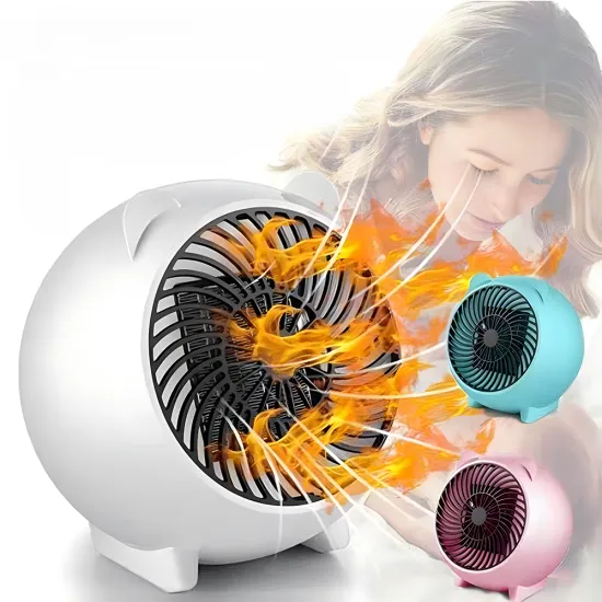 Miniature Cute Round Portable Fast-Heating PTC Ceramic Airspace Fan Heater for Home, Room, and Desk - Perfect Winter Warmer