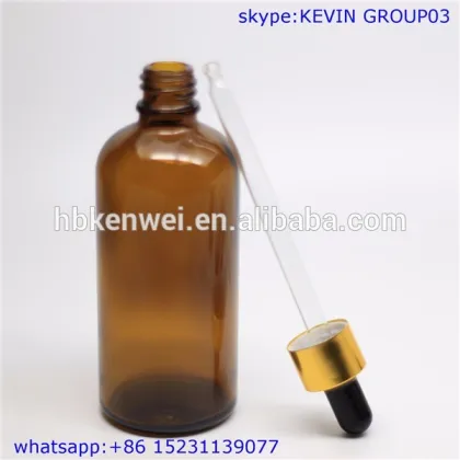 100ml amber frosted dropper bottles with golden screw cap