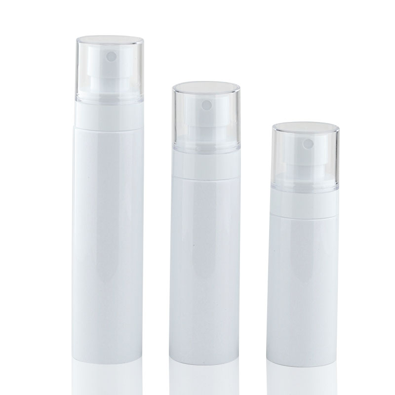 Luxury White 40ml 80ml 120ml150 ml de plástico vacío Pet cosmética botella de niebla con tapa sobre tapa