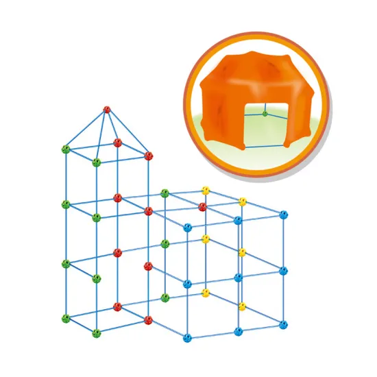 Kids Tent House Playhouse Toy Tents with DIY Ball and Stick Model for Construction and Fort Building