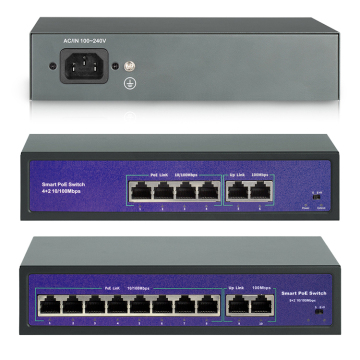 48V POE Switch with 4/8 Ports for IEEE 802.3 af/at Over Ethernet IP Camera CCTV System