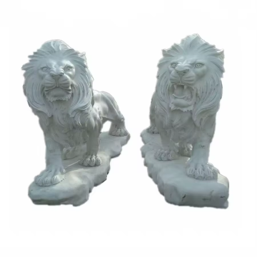Elegant Traditional White Marble Stone Garden Lion Statue for Decorative Purposes