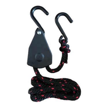 3/8 Inch Ratchet Tie Down Strap with S Hook and Black Coated Rope for Outdoor Tent - Supports up to 113KGS