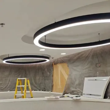 Contemporary Hanging Ceiling Globe Ring Luxury Aluminum Nordic Round Modern Lamp Lampen Chandelier Led Circle Pendant Light