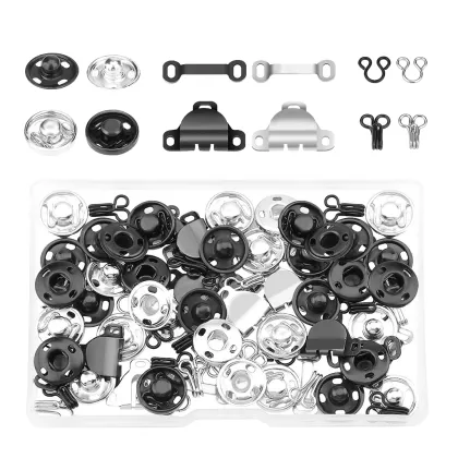 50Sets Sewing Hooks and Eyes Closure Snap Buttons Garment Sewing Accessories
